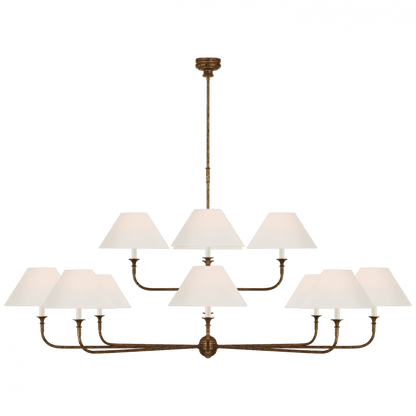 Visual Comfort Signature Piaf Oversized Two Tier Chandelier Antique Gild