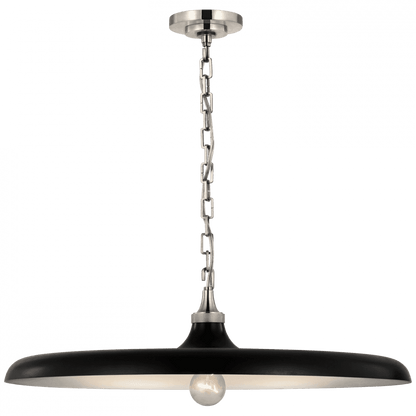 Visual Comfort & Co. Signature Collection Piatto Pendant, 1-Light, Polished Nickel, Aged Iron Shade, 24"W (TOB 5116PN-AI CU4A5)
