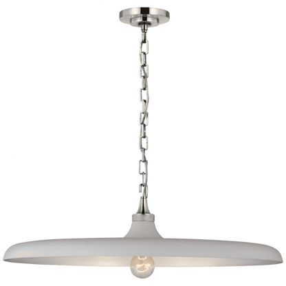 Visual Comfort & Co. Signature Collection Piatto Pendant, 1-Light, Polished Nickel, Plaster White Shade, 24"W (TOB 5116PN-PW CU2F3)