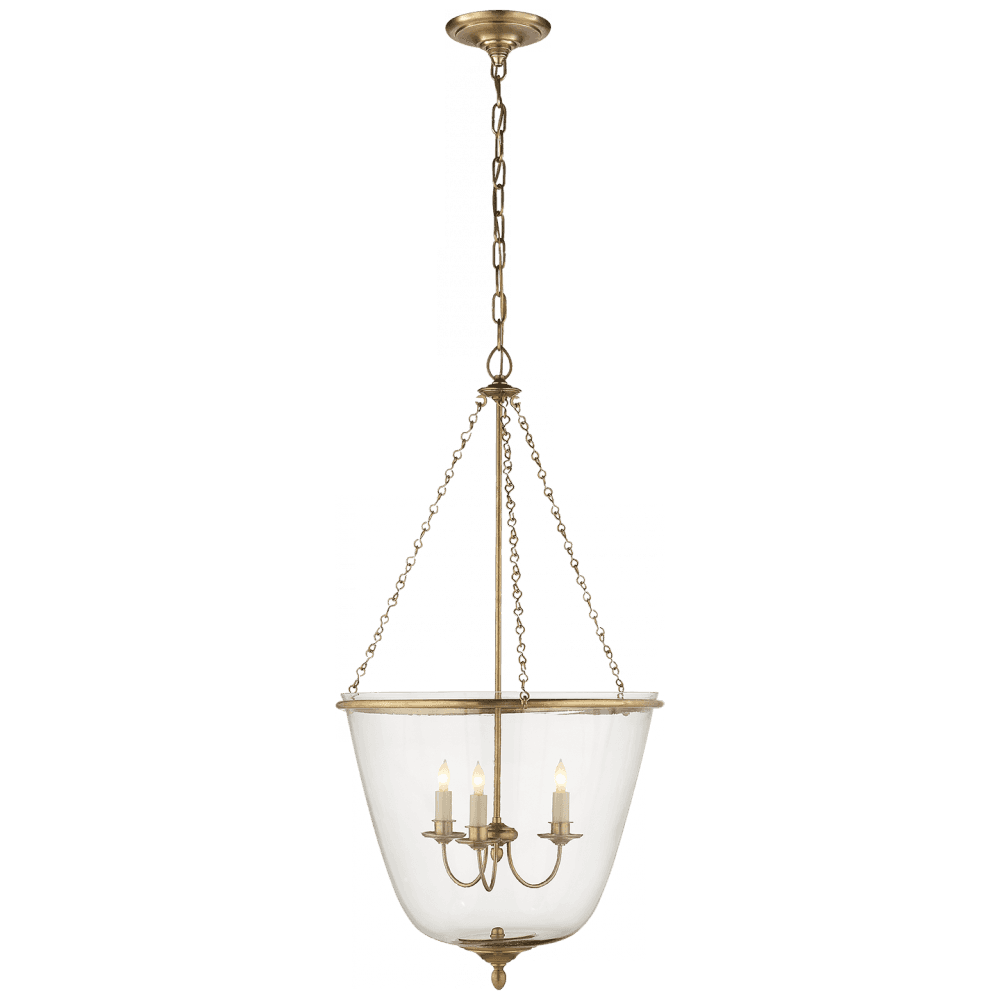 Visual Comfort & Co. Signature Collection Pondview Jar Pendant, 3-Light, Hand-Rubbed Antique Brass, Clear Glass, 19.5"W (ARN 5200HAB 2MWJV)