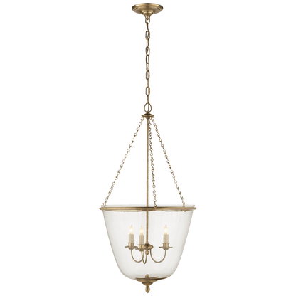 Visual Comfort & Co. Signature Collection Pondview Jar Pendant, 3-Light, Hand-Rubbed Antique Brass, Clear Glass, 19.5"W (ARN 5200HAB 2MWJV)