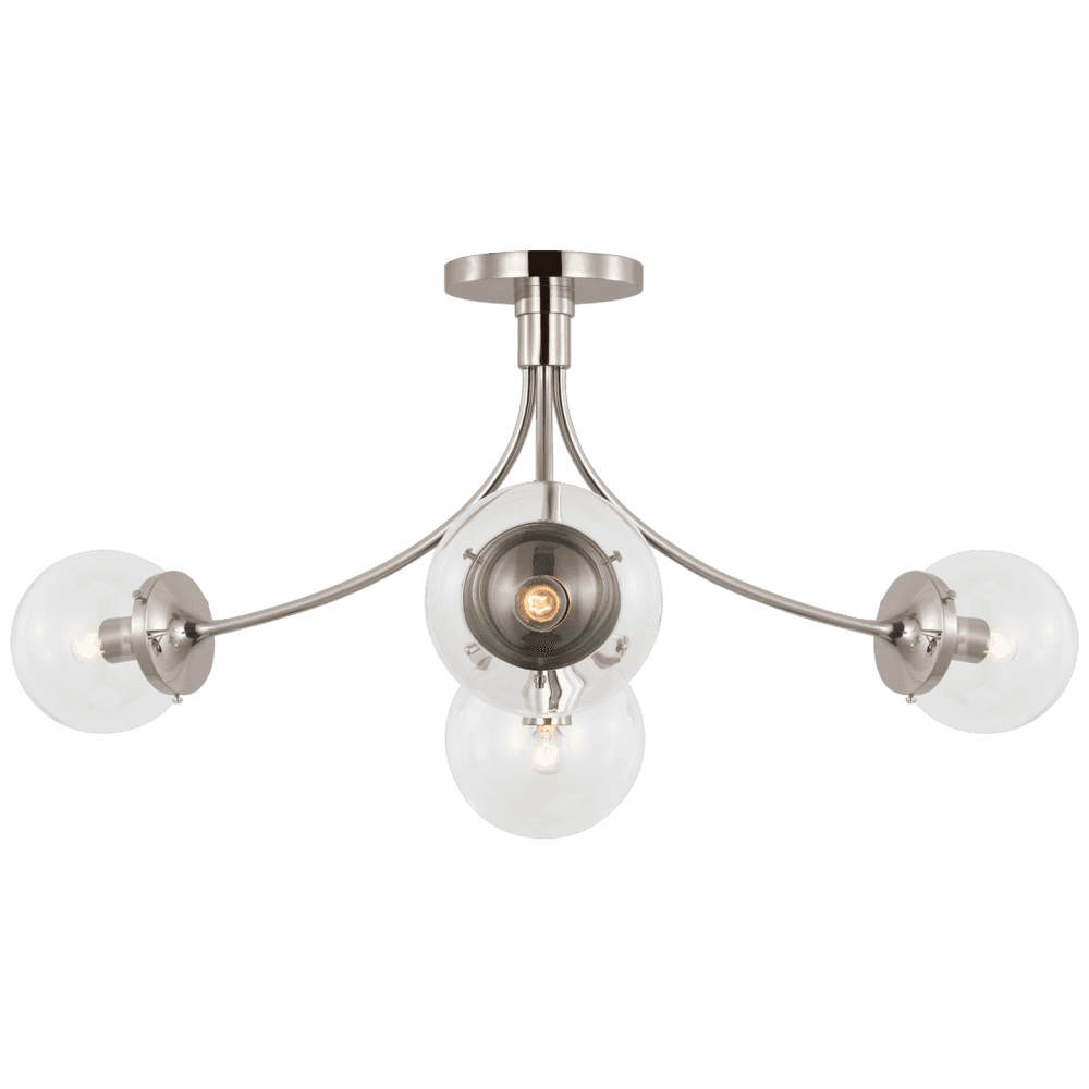 Visual Comfort Signature Prescott Large Semi-Flush Mount Polished Nickel