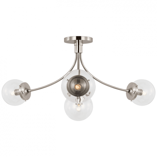 Visual Comfort Signature Prescott Large Semi-Flush Mount Polished Nickel