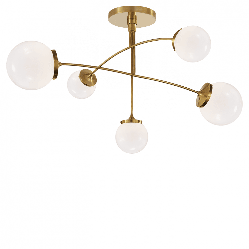 Visual Comfort & Co. Signature Collection Prescott Medium Mobile Chandelier, 5-Light, Soft Brass, 40"W (KS 5403SB-WG CHVFG)