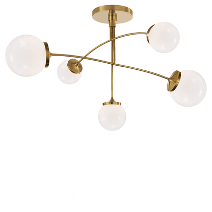 Visual Comfort & Co. Signature Collection Prescott Medium Mobile Chandelier, 5-Light, Soft Brass, 40"W (KS 5403SB-WG CHVFG)