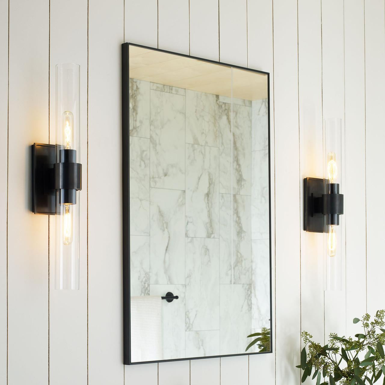 Visual Comfort & Co. Signature Collection Presidio Bathroom Wall Sconce, 2-Light, Bronze, Clear Glass, 23"H (S 2164BZ-CG CTZEY)
