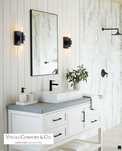 Visual Comfort & Co. Signature Collection Presidio Bathroom Wall Sconce, 2-Light, Bronze, Clear Glass, 23"H (S 2164BZ-CG CTZEY)