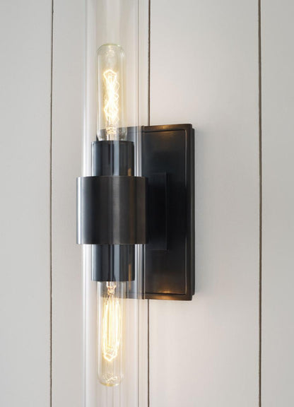 Visual Comfort & Co. Signature Collection Presidio Bathroom Wall Sconce, 2-Light, Bronze, Clear Glass, 23"H (S 2164BZ-CG CTZEY)