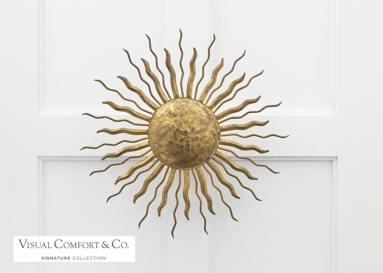 Visual Comfort & Co. Signature Collection Re Flush Mount, 2-Light, Gilded Iron, 22"W (SK 4000GI 2FW5R)