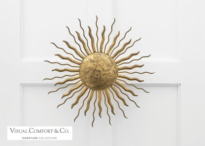 Visual Comfort & Co. Signature Collection Re Flush Mount, 2-Light, Gilded Iron, 22"W (SK 4000GI 2FW5R)