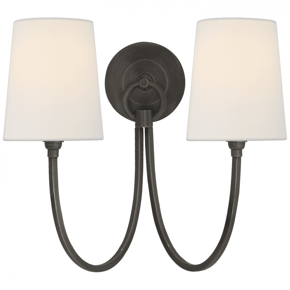 Visual Comfort Signature Reed Double Sconce Hand-Rubbed Antique Brass