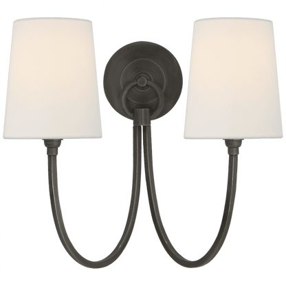 Visual Comfort Signature Reed Double Sconce Hand-Rubbed Antique Brass