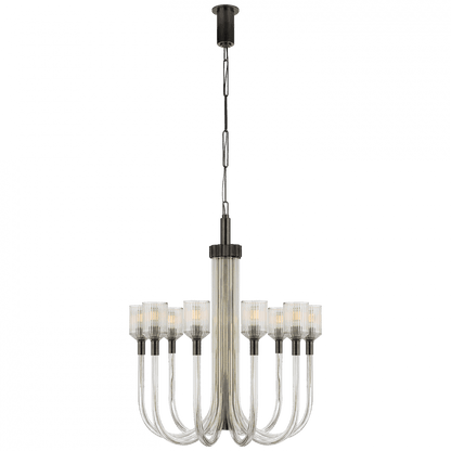 Visual Comfort Signature Reverie Chandelier Clear Ribbed Glass and Bronze