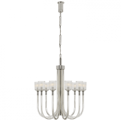Visual Comfort Signature Reverie Chandelier Clear Ribbed Glass and Polished Nickel