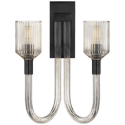 Visual Comfort Signature Reverie Wall Sconce Clear Ribbed Glass and Bronze