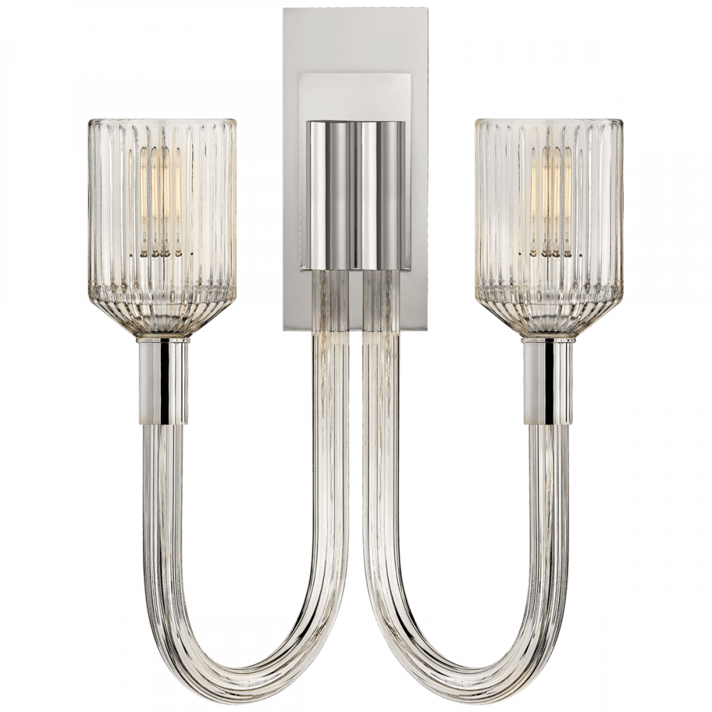 Visual Comfort Signature Reverie Wall Sconce Clear Ribbed Glass and Polished Nickel