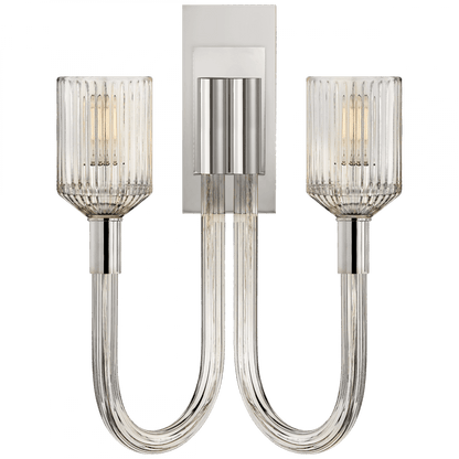 Visual Comfort Signature Reverie Wall Sconce Clear Ribbed Glass and Polished Nickel