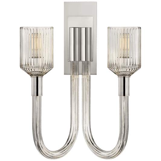 Visual Comfort Signature Reverie Wall Sconce Clear Ribbed Glass and Polished Nickel
