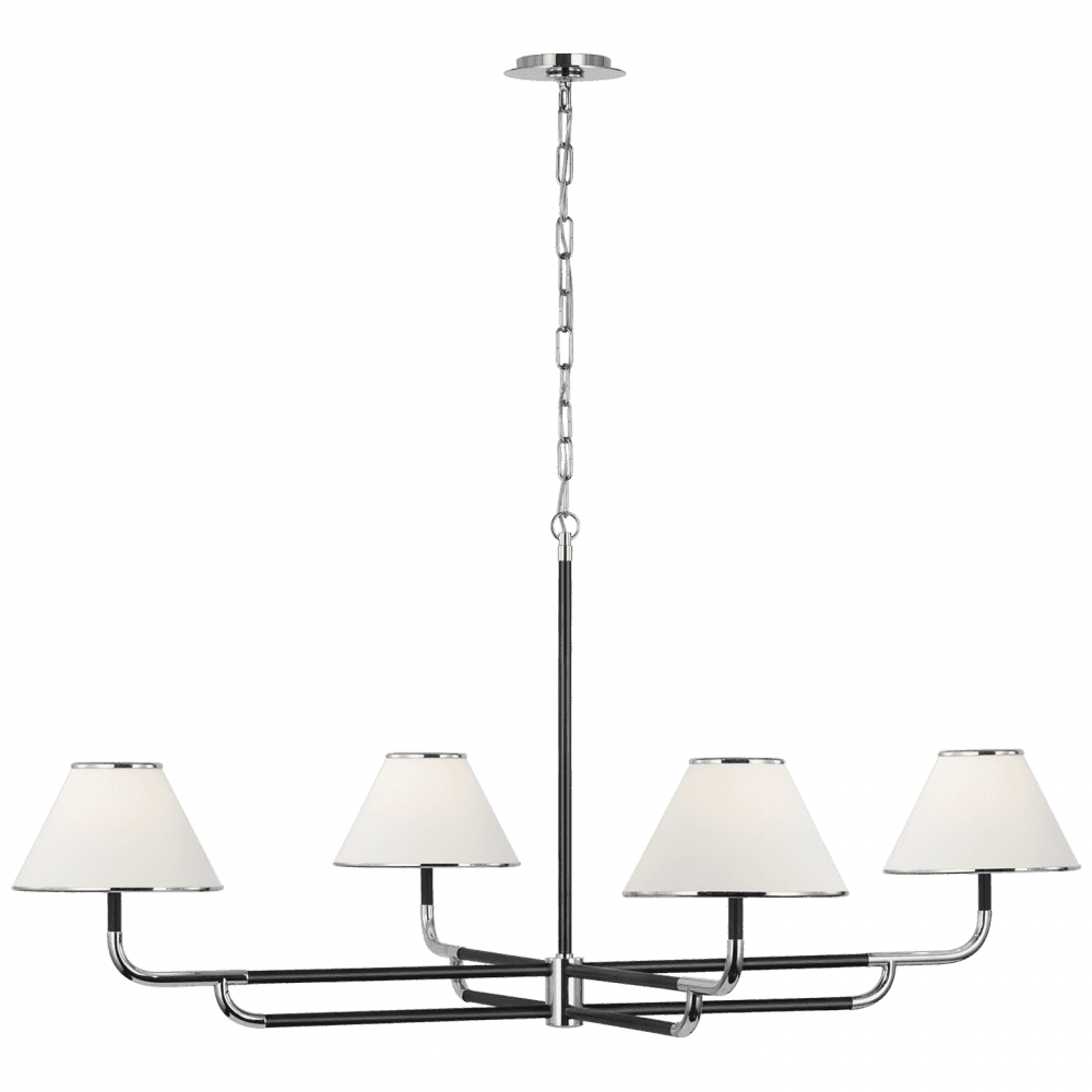 Visual Comfort Signature Rigby Grande Chandelier Polished Nickel and Ebony
