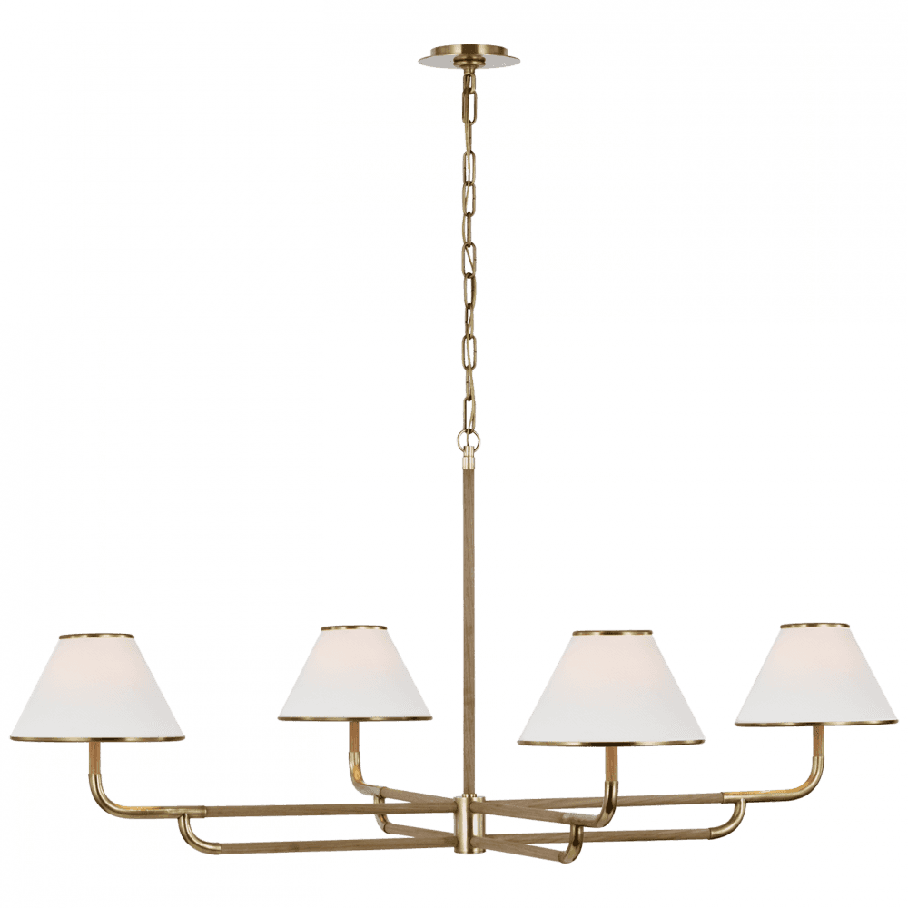 Visual Comfort Signature Rigby Grande Chandelier Soft Brass and Natural Oak