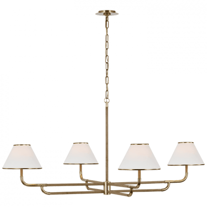 Visual Comfort Signature Rigby Grande Chandelier Soft Brass and Natural Oak
