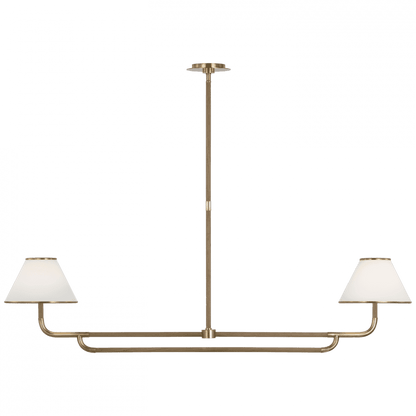 Visual Comfort Signature Rigby Large Linear Chandelier Soft Brass and Natural Oak