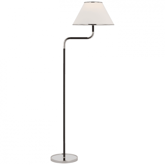 Visual Comfort Signature Rigby Medium Bridge Arm Floor Lamp Polished Nickel and Ebony