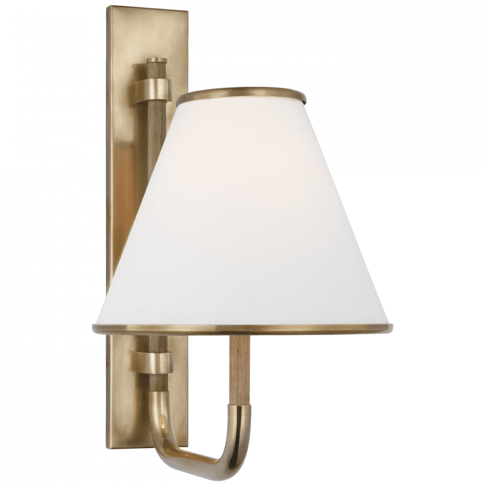 Visual Comfort Signature Rigby Small Sconce Soft Brass and Natural Oak