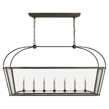 Visual Comfort & Co. Signature Collection Riverside Linear Chandelier, 7-Light, Bronze, Clear Glass, 54"W (CHC 5438BZ-CG CHUHF)