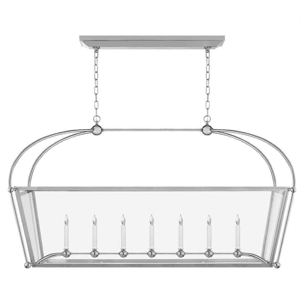 Visual Comfort & Co. Signature Collection Riverside Linear Chandelier, 7-Light, Polished Nickel, Clear Glass, 54"W (CHC 5438PN-CG CHUHG)
