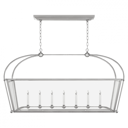 Visual Comfort & Co. Signature Collection Riverside Linear Chandelier, 7-Light, Polished Nickel, Clear Glass, 54"W (CHC 5438PN-CG CHUHG)