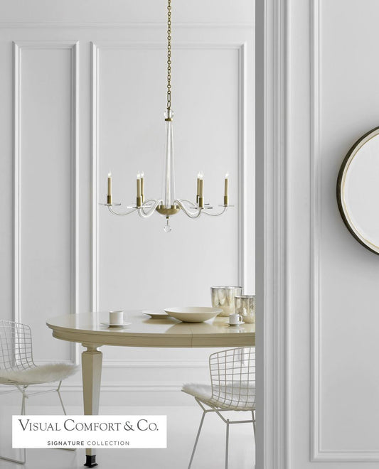 Visual Comfort Signature Robinson Chandelier Polished Nickel and Clear Glass