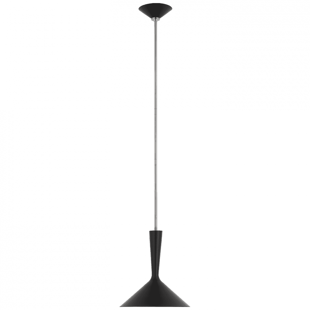 Visual Comfort & Co. Signature Collection Rosetta Medium Pendant, 1-Light, LED, Matte Black, Polished Nickel, 12"W (ARN 5540BLK/PN D03RH)