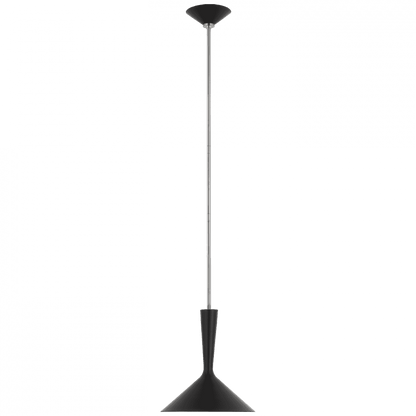 Visual Comfort & Co. Signature Collection Rosetta Medium Pendant, 1-Light, LED, Matte Black, Polished Nickel, 12"W (ARN 5540BLK/PN D03RH)