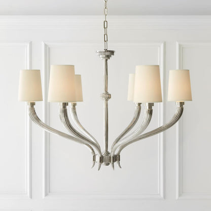 Visual Comfort & Co. Signature Collection Ruhlmann Chandelier, 6-Light, Polished Nickel, 35.25"W (CHC 2462PN-NP 25Q6W)