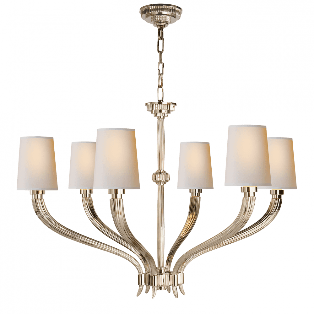 Visual Comfort Signature Ruhlmann Large Chandelier Polished Nickel