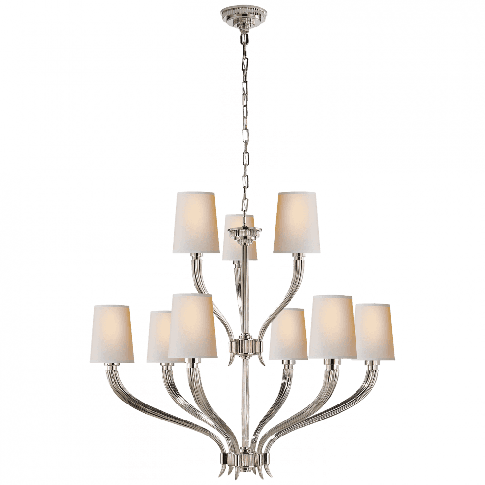 Visual Comfort Signature Ruhlmann 2-Tier Chandelier Antique-Burnished Brass