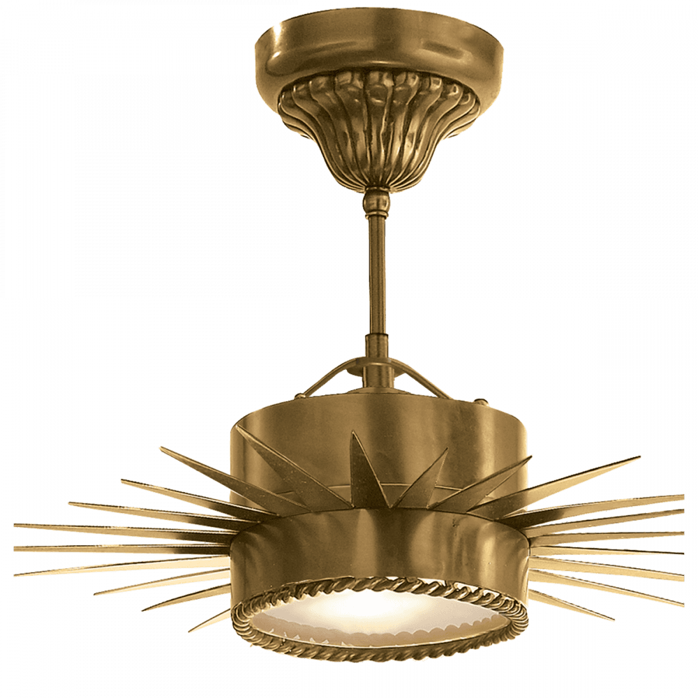 Visual Comfort Signature Soleil Semi-Flush Mount Hand-Rubbed Antique Brass