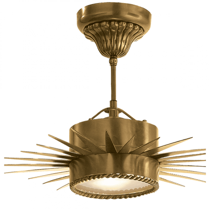 Visual Comfort Signature Soleil Semi-Flush Mount Hand-Rubbed Antique Brass