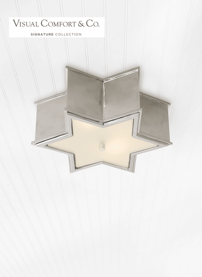 Visual Comfort & Co. Signature Collection Sophia Flush Mount, 2-Light, Polished Nickel, Frosted Glass, 13.5"W (AH 4016PN-FG 22MJR)