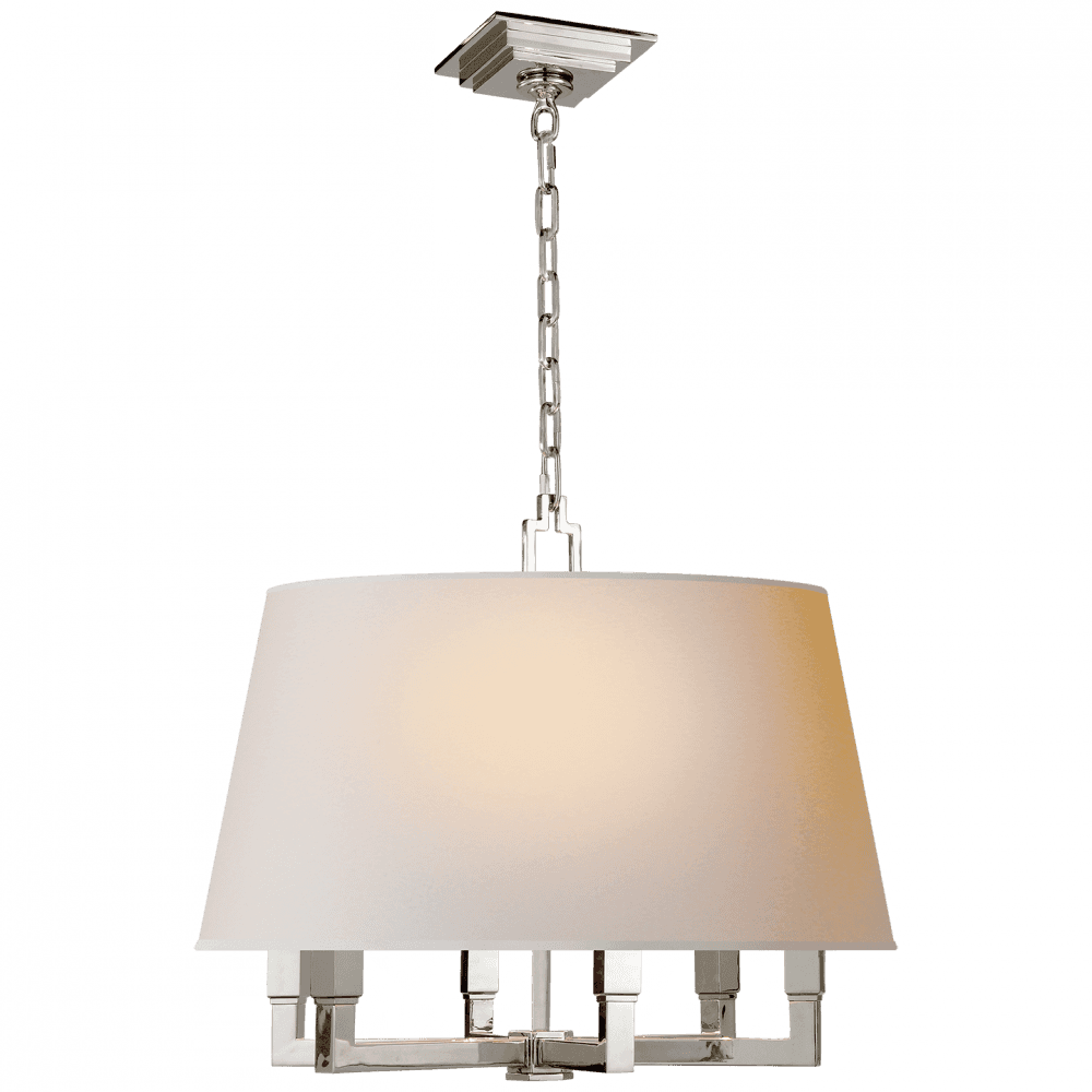 Visual Comfort & Co. Signature Collection Square Tube Chandelier, 6-Light, Polished Nickel, 24"W (SL 5820PN-NP 2CQJN)