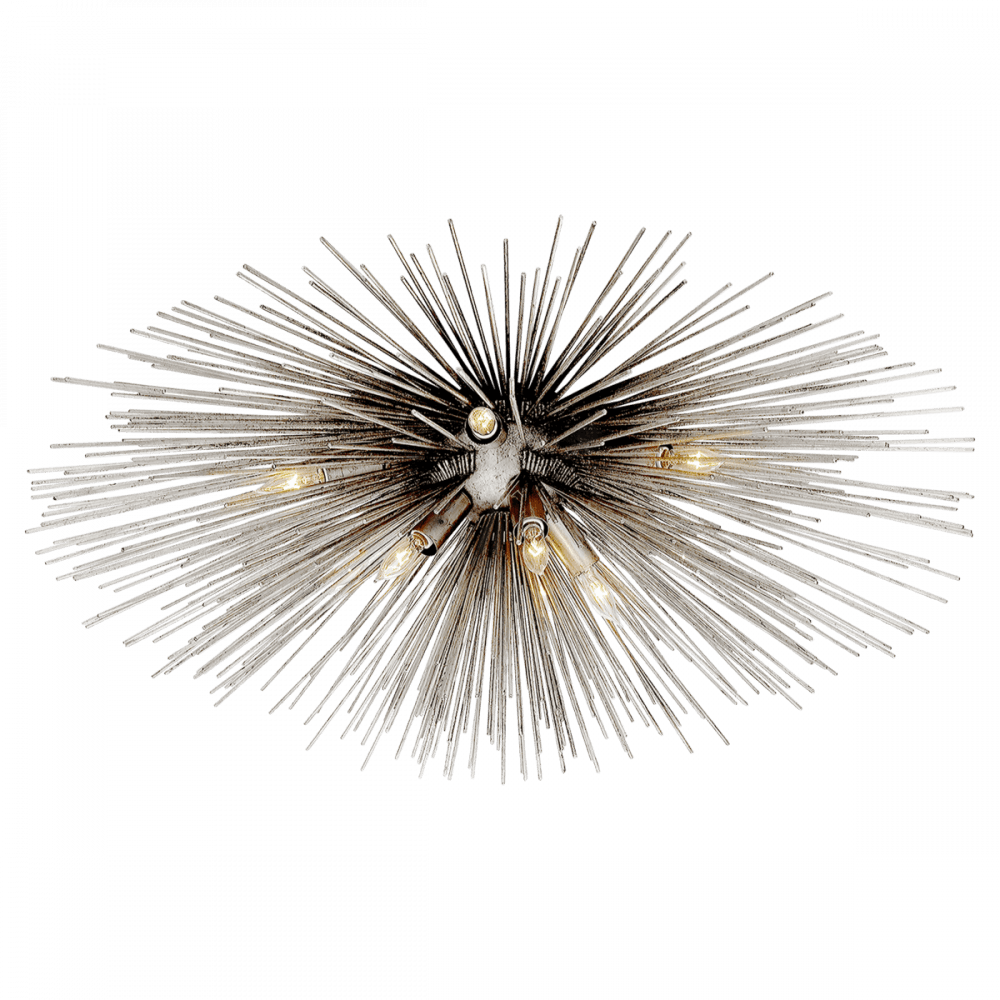 Visual Comfort Signature Strada Flush Mount Burnished Silver Leaf