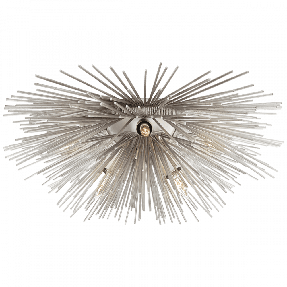 Visual Comfort Signature Strada Flush Mount Burnished Silver Leaf