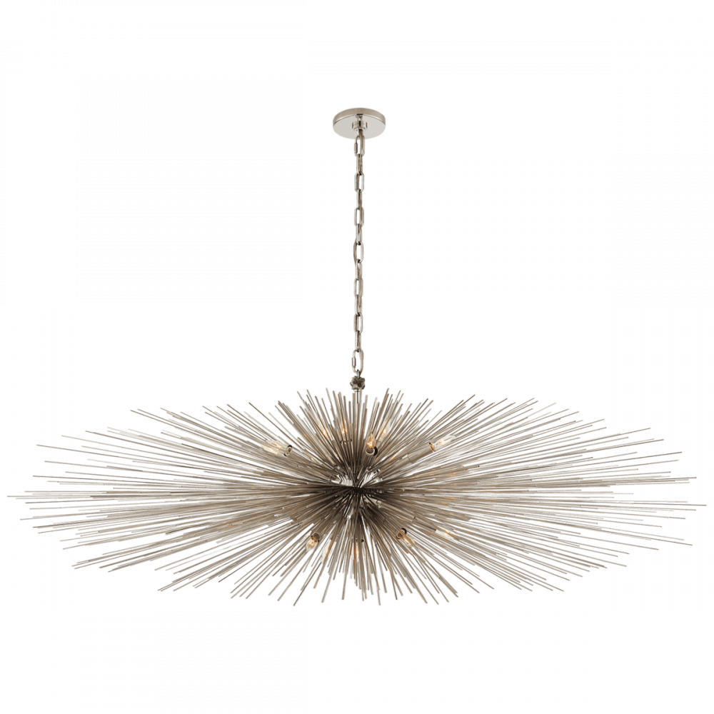Visual Comfort & Co. Signature Collection Strada Linear Chandelier, 16-Light, Polished Nickel, 60"W (KW 5182PN CLY53)