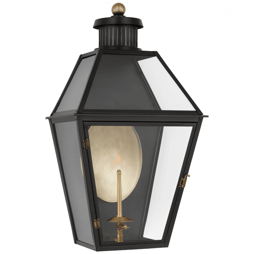 Visual Comfort Signature Stratford Medium 3/4 Gas Wall Lantern Matte Black