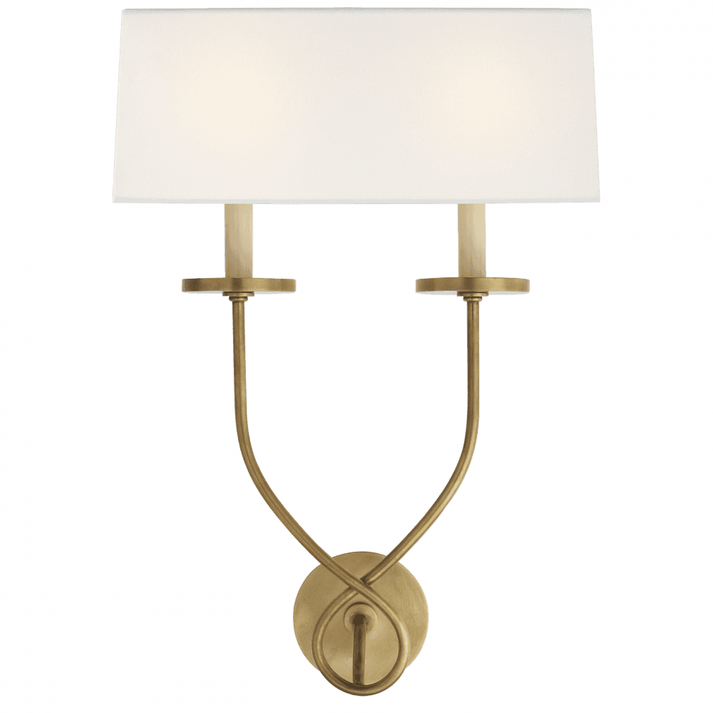 Visual Comfort Signature Symmetric Symmetric Twist Double Sconce Antique-Burnished Brass