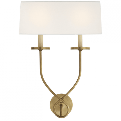 Visual Comfort Signature Symmetric Symmetric Twist Double Sconce Antique-Burnished Brass