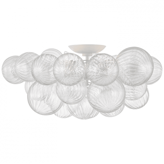 Visual Comfort Signature Talia Extra Large Flush Mount Plaster White and Clear Swirled Glass