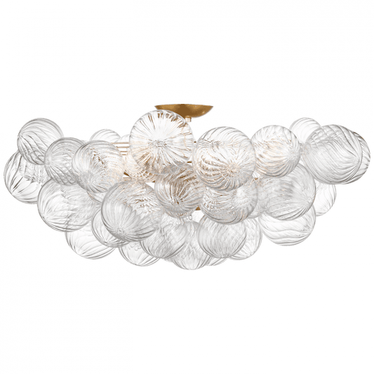Visual Comfort Signature Talia Grande Flush Mount Gild and Clear Swirled Glass