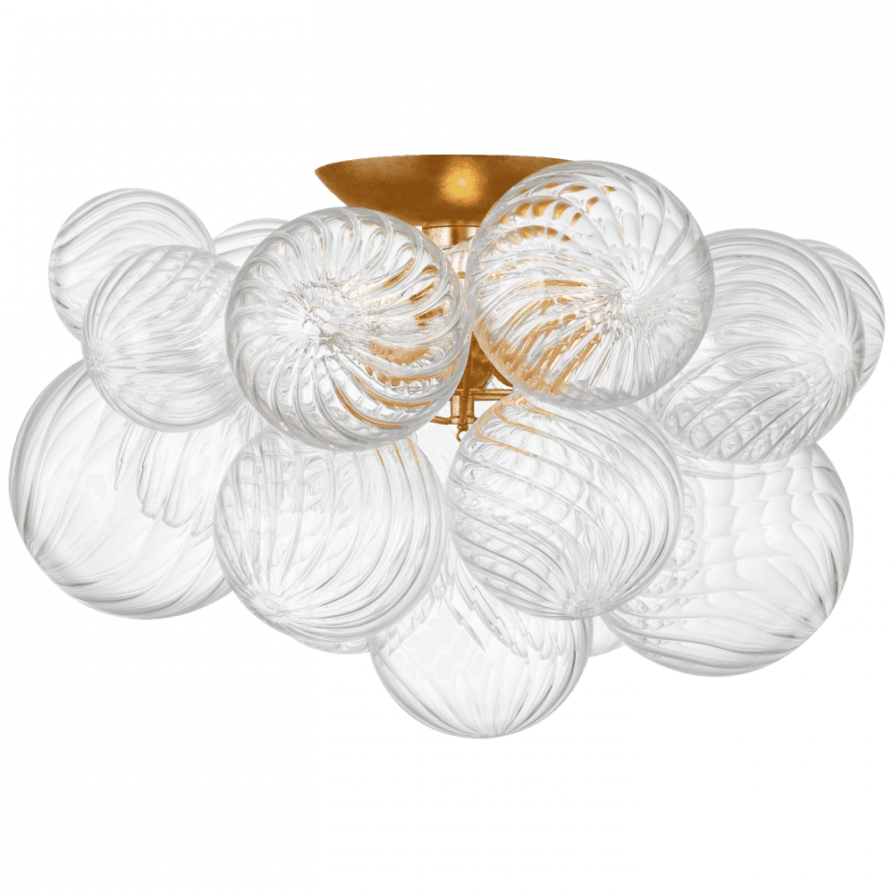 Visual Comfort Signature Talia Large Flush Mount Gild and Clear Swirled Glass